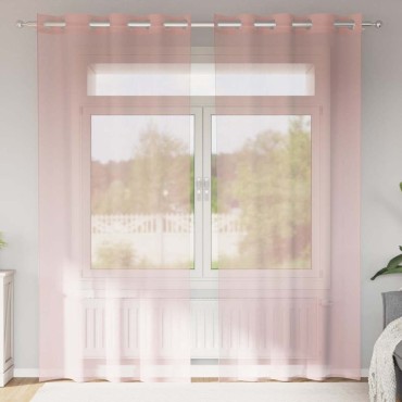vidaXL Κουρτίνες Voile με ροδέλες 2 τεμάχια Ροζ 140x245cm