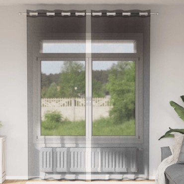 vidaXL Κουρτίνες Voile με ροδέλες 2 τεμάχια Μαύρο 140x300cm