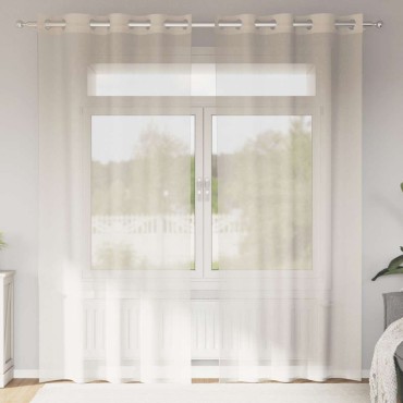 vidaXL Κουρτίνες Voile με ροδέλες 2 τεμάχια Κρεμ 140x245 εκ.