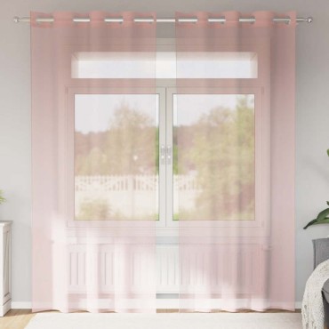 vidaXL Κουρτίνες Voile με ροδέλες 2 τεμάχια Ροζ 140x225cm
