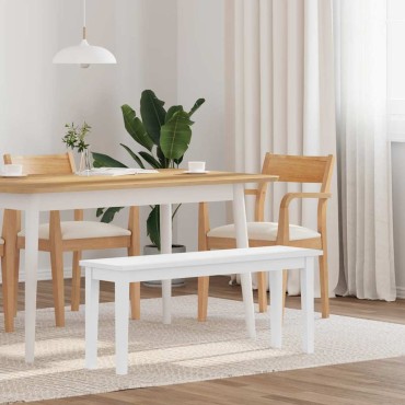 Πάγκος vidaXL Λευκό μασίφ ξύλο καουτσούκ 110x30x45cm