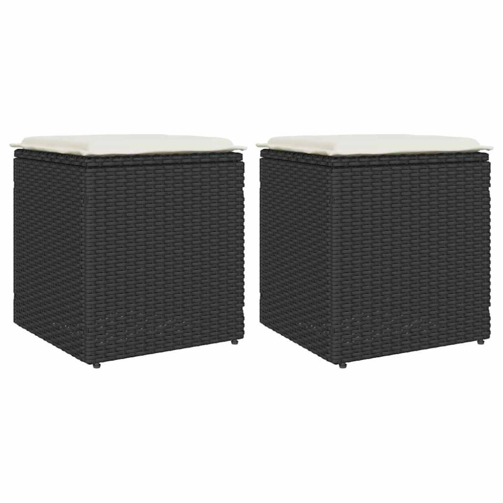 vidaXL σκαμπό κήπου με μαξιλάρια 2 τεμ. Μαύρο 40x40x43cm