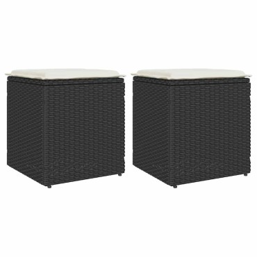 vidaXL σκαμπό κήπου με μαξιλάρια 2 τεμ. Μαύρο 40x40x43cm