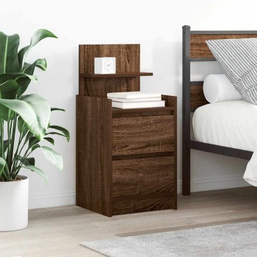 vidaXL Κομοδίνο με 2 συρτάρια Καφέ Δρυς 38x34x80cm 1 τεμ.