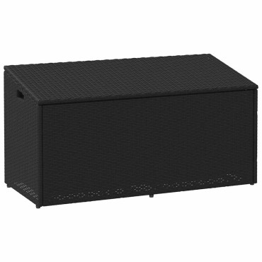 vidaXL Κήπος κουτί αποθήκευσης μαύρο 110x50x58cm Poly Rattan