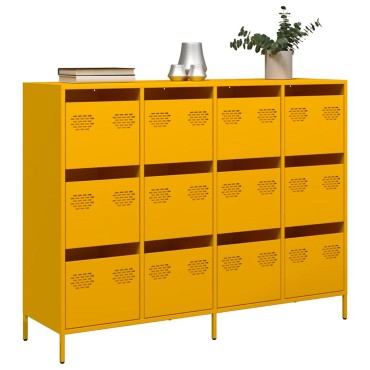 vidaXL Sideboard Μουστάρδα κίτρινη 135x39x103,5cm Ατσάλι ψυχρής έλασης 1 τεμ.