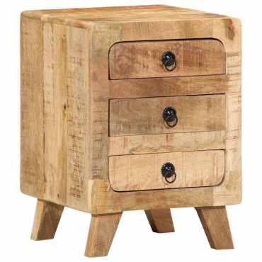 vidaXL Κομοδίνο 37x32x50cm Στερεό ξύλο Rough Mango 1 τεμ.