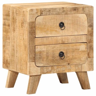 vidaXL Κομοδίνο 40x32x46cm από μασίφ ξύλο Rough Mango 1 τεμ.