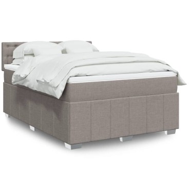 vidaXL Κρεβάτι Boxspring με Στρώμα Taupe 140x200 εκ. Υφασμάτινο