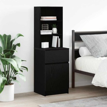 vidaXL Κομοδίνο Μαύρο 39x35x125cm από Επεξεργασμένο Ξύλο 1 τεμ.