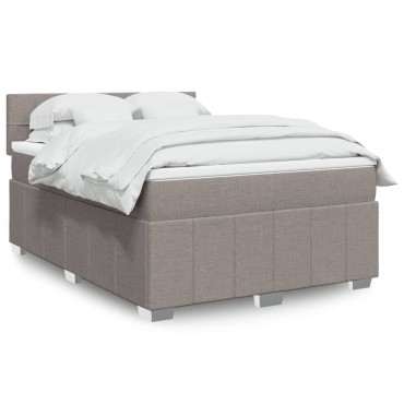 vidaXL Κρεβάτι Boxspring με Στρώμα Taupe 140x200 εκ. Υφασμάτινο