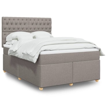 vidaXL Κρεβάτι Boxspring με Στρώμα Taupe 140x200cm Υφασμάτινο 1 τεμ. - Διπλό