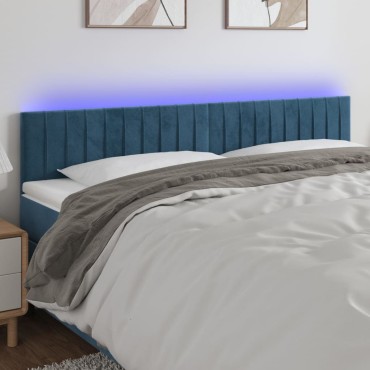 vidaXL Κεφαλάρι Κρεβατιού LED Σκούρο Μπλε 180x5x78/88cm Βελούδινο 1 τεμ.