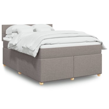 vidaXL Κρεβάτι Boxspring με Στρώμα Taupe 140x200cm Υφασμάτινο 1 τεμ. - Διπλό