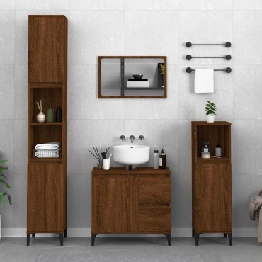 vidaXL Ντουλάπι Μπάνιου Καφέ Δρυς 65x33x60cm Επεξεργασμένο Ξύλο 1 τεμ.