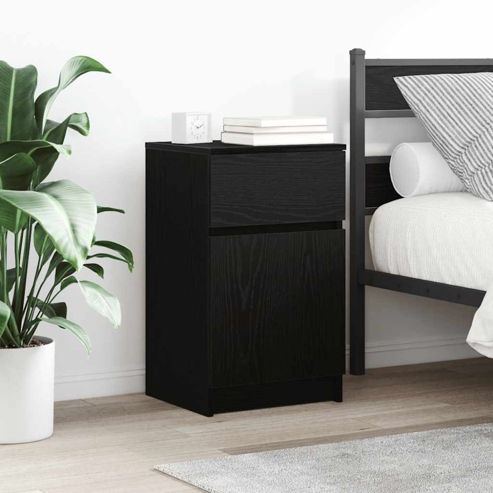 vidaXL Κομοδίνα 2 τεμ. Μαύρα 39x35x65cm από Επεξεργασμένο Ξύλο
