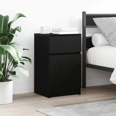 vidaXL Κομοδίνα 2 τεμ. Μαύρα 39x35x65cm από Επεξεργασμένο Ξύλο