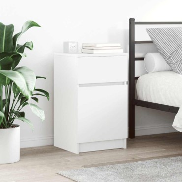 vidaXL Κομοδίνα 2 τεμ. Λευκά 39x35x65cm από Επεξεργασμένο Ξύλο