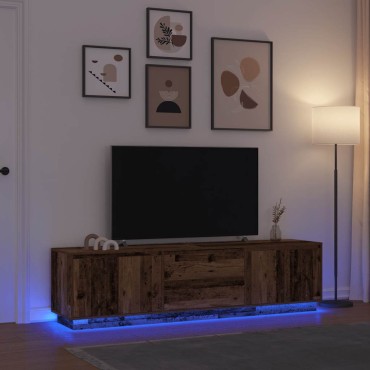 vidaXL Ντουλάπι τηλεόρασης με φώτα LED Παλιό ξύλο 193,5x41x50cm