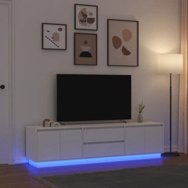 vidaXL Έπιπλο Τηλεόρασης με LED Λευκό 193,5x41x50cm