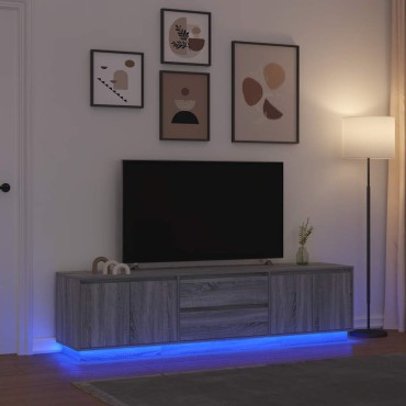 vidaXL Έπιπλο Τηλεόρασης με LED Γκρι Sonoma 193,5x41x50cm