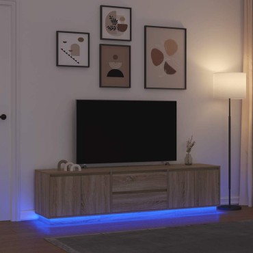 vidaXL Έπιπλο Τηλεόρασης με LED Sonoma Δρυς 193,5x41x50cm
