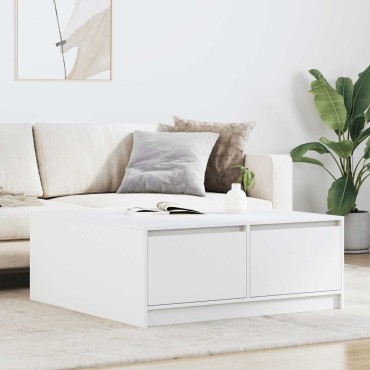vidaXL Τραπεζάκι σαλονιού με συρτάρια Λευκό 100x100x40cm 1 τεμ.