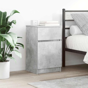 vidaXL Κομοδίνα 2 τεμ. Γκρι Σκυροδέμ. 39x35x65cm από Επεξεργ. Ξύλο
