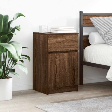 vidaXL Κομοδίνα 2 τεμ. Καφέ Δρυς 39x35x65cm Επεξεργασμένο Ξύλο