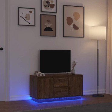 vidaXL Έπιπλο Τηλεόρασης με LED Καφέ Δρυς 100x41x50cm