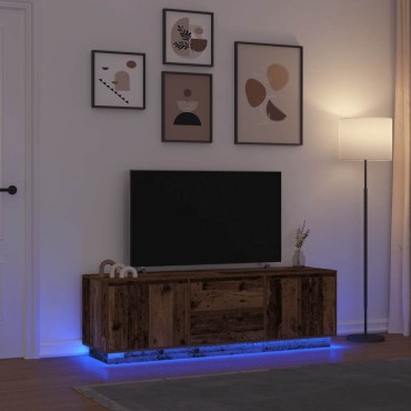 vidaXL Ντουλάπι τηλεόρασης με φώτα LED Παλιό ξύλο 160,5x41x50cm