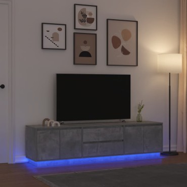 vidaXL Έπιπλο Τηλεόρασης με LED Γκρι Σκυροδέματος 193,5x41x50cm