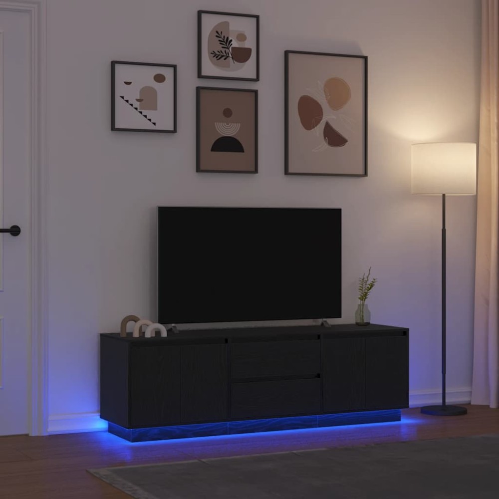 vidaXL Έπιπλο Τηλεόρασης με LED Μαύρη βελανιδιά 160,5x41x50cm