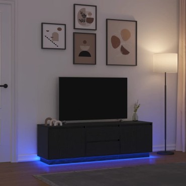 vidaXL Έπιπλο Τηλεόρασης με LED Μαύρη βελανιδιά 160,5x41x50cm