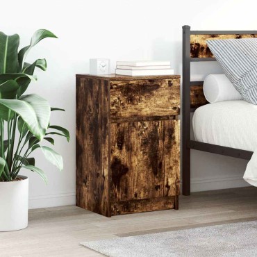 vidaXL Κομοδίνο Καπνιστή Δρυς 39x35x65cm από Επεξεργασμένο Ξύλο 1 τεμ.
