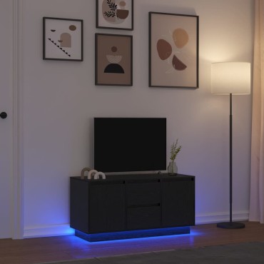 vidaXL Έπιπλο Τηλεόρασης με LED Μαύρη βελανιδιά 100x41x50cm