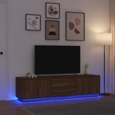 vidaXL Έπιπλο Τηλεόρασης με LED Καφέ Δρυς 193,5x41x50cm