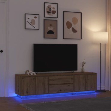 vidaXL Έπιπλο Τηλεόρασης με LED Τεχνίτης βελανιδιά 193,5x41x50cm