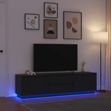 vidaXL Έπιπλο Τηλεόρασης με LED Μαύρη βελανιδιά 193,5x41x50cm