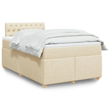 vidaXL Κρεβάτι Boxspring με Στρώμα Κρεμ 120x190cm Υφασμάτινο 1 τεμ. - Μονό