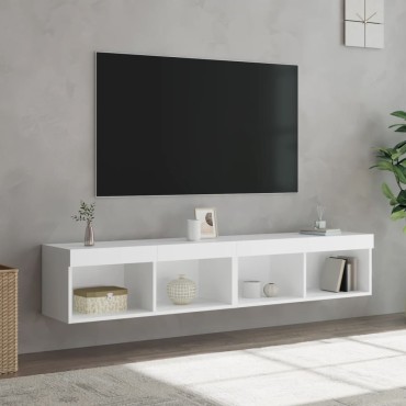 vidaXL Έπιπλα Τηλεόρασης με LED 2 τεμ. Λευκά 80x30x30cm