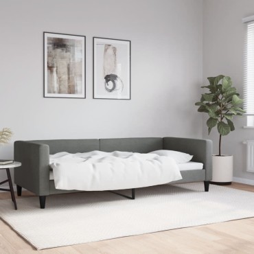 vidaXL Καναπές Κρεβάτι Σκούρο Γκρι 90x200cm Υφασμάτινος 1 τεμ. - Μονό