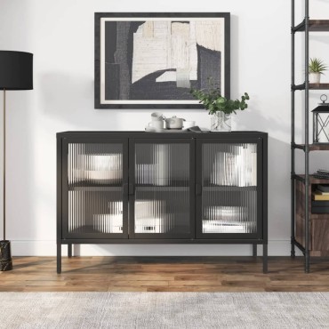 vidaXL Ντουλάπι Μαύρο 105x35x70cm από Γυαλί και Ατσάλι 1 τεμ.