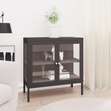 vidaXL Μπουφές Ανθρακί 70x35x70cm από Ατσάλι και Γυαλί 1 τεμ.