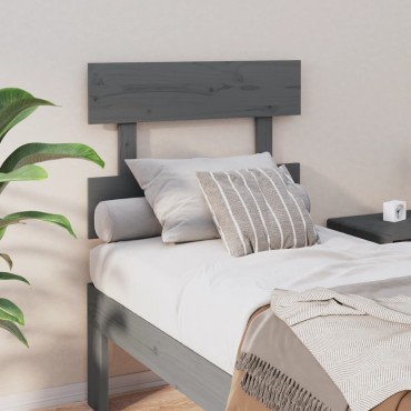 vidaXL Κεφαλάρι Κρεβατιού Γκρι 103,5x3x81cm από Μασίφ Ξύλο Πεύκου 1 τεμ.