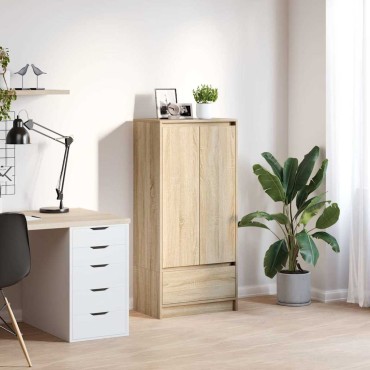 vidaXL Ντουλάπι με συρτάρι 55,5x34x119,5cm Ξύλινο μηχανουργικό ξύλο 1 τεμ.