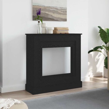 vidaXL Γύρος τζακιού Μαύρη δρυς 90x30x90 cm Κατασκευασμένο ξύλο