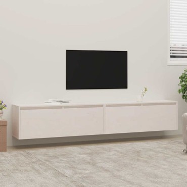 vidaXL Ντουλάπια Τοίχου 2 τεμ. Λευκά 100x30x35cm Μασίφ Ξύλο Πεύκου