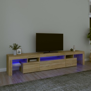 vidaXL Έπιπλο Τηλεόρασης με LED Sonoma Δρυς 215x36,5x40cm