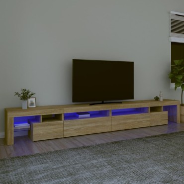vidaXL Έπιπλο Τηλεόρασης με LED Sonoma Δρυς 290x36,5x40cm